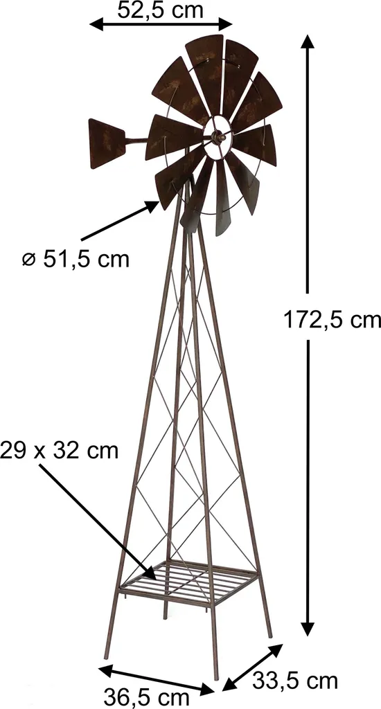 Moulin à vent résistant aux intempéries avec roulement à billes de 170 cm