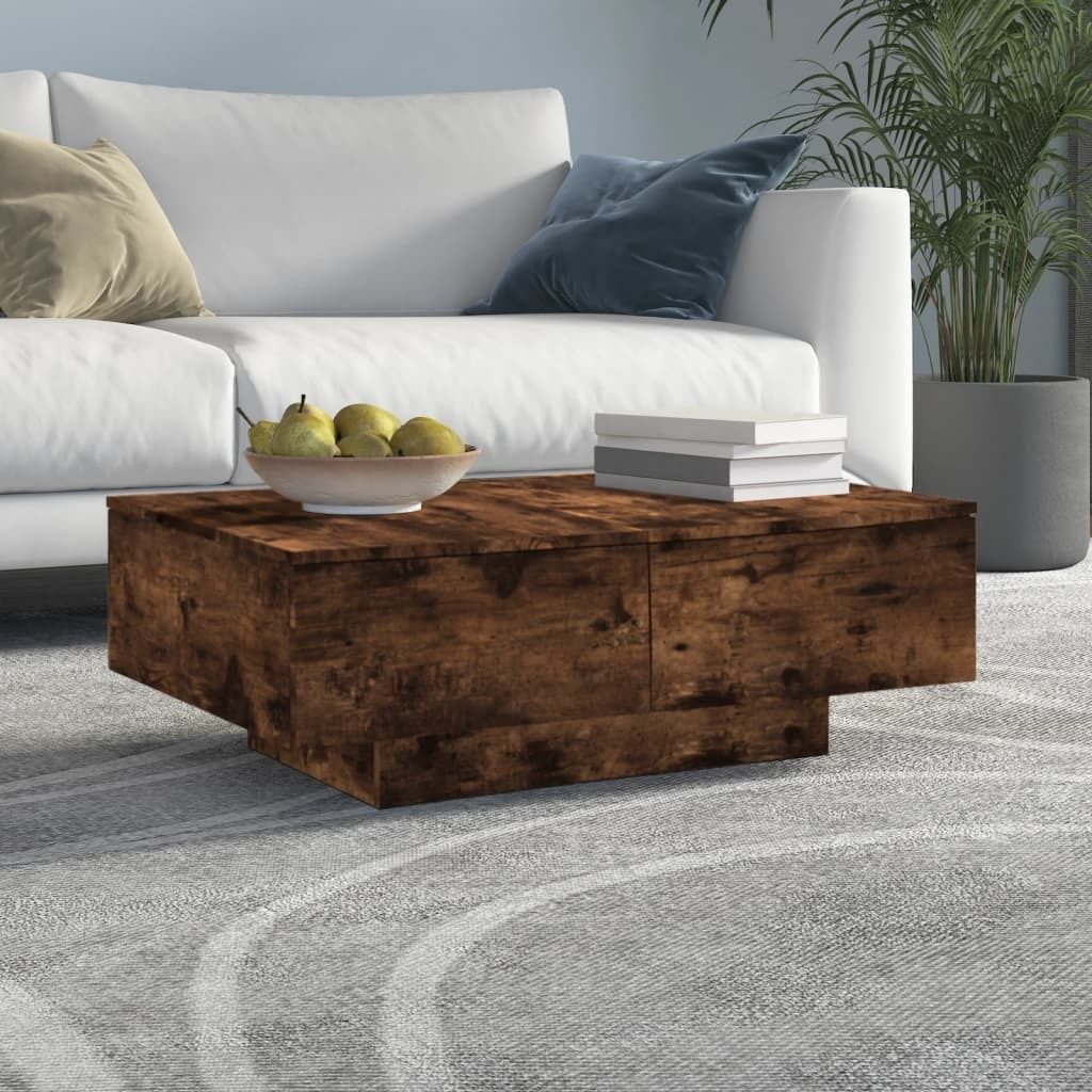 The Living Store Couchtisch Räuchereiche 90x60x31 cm Holzwerkstoff