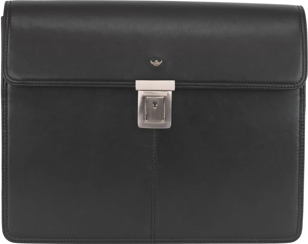 Sac d'ordinateur portable Golden Head cuir noir avec protection tablette