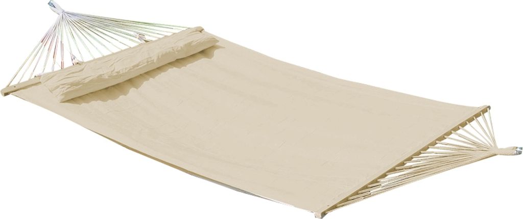 AS-S DESIGN Doppelhängematte 150x200cm gefüttert mit Kopfkissen BEIGE aus Baumwolle