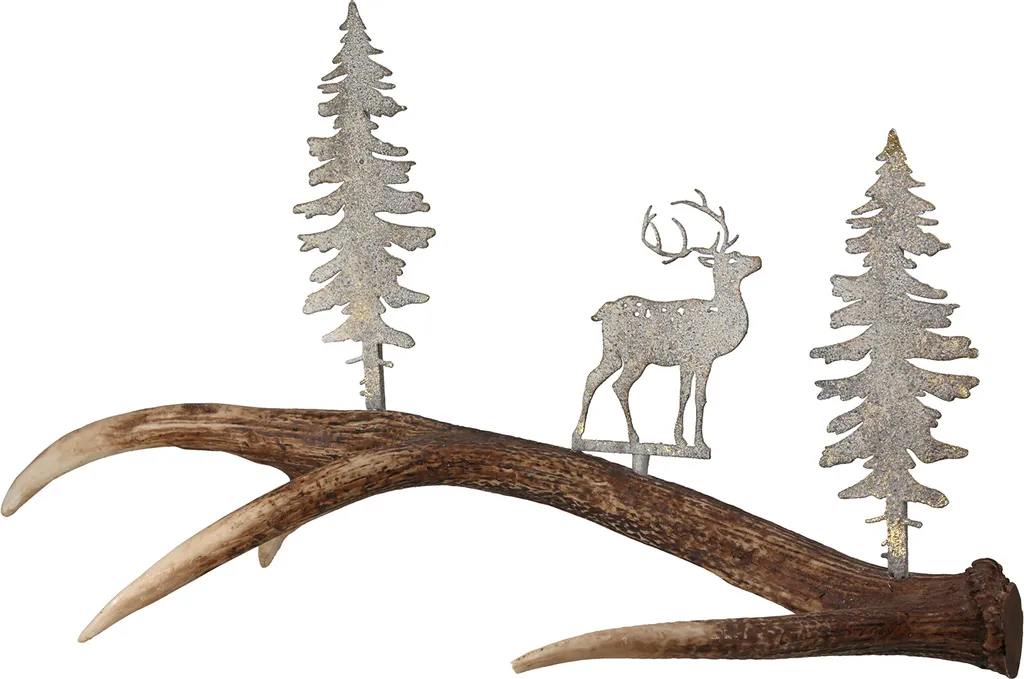 Sculpture Bois de Cerf en Polyrésine Grise : Relief Déco de 50 cm