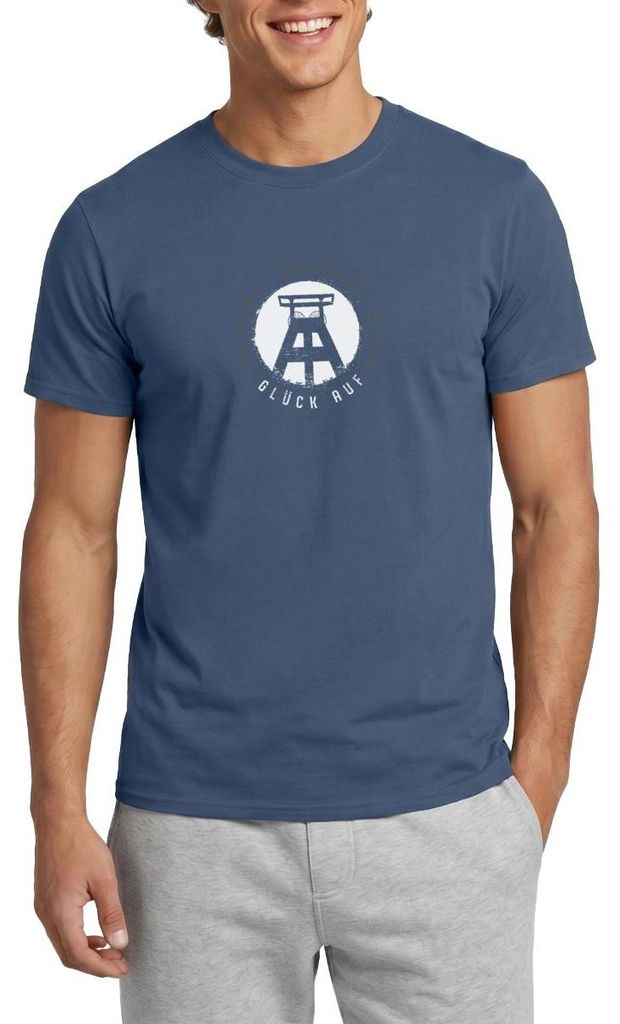 Spreadshirt Original Ruhrpottkind Glück Auf Ruhrpott Ruhr Männer T-Shirt, 4XL, Dunkles Denimblau