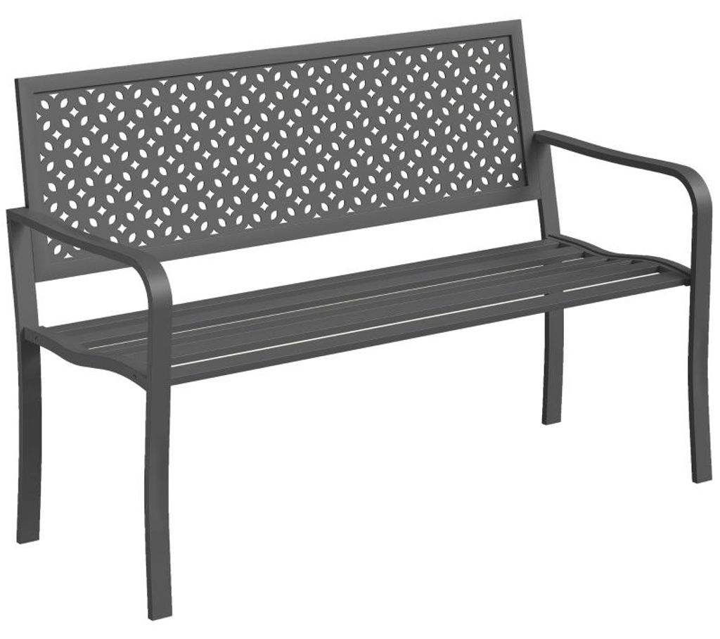 Gartenbank 2-Sitzer Metall wetterfest mit geometrischer Rückenlehne, bis 240kg