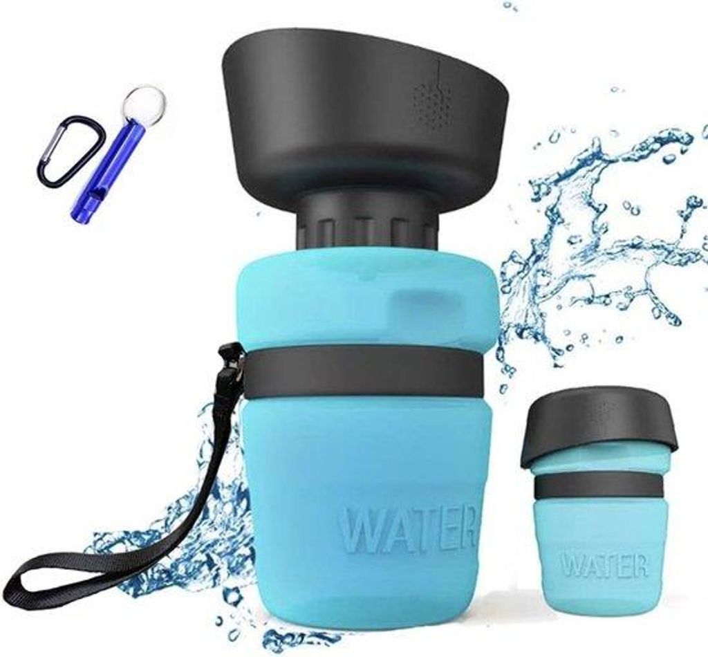 Tragbare Trinkflasche für Haustiere, 520 ml Hundetrinkflasche, Hundetrinkflasche für unterwegs, BPA-frei, zum Campen, Wandern, Spazierengehen, blau