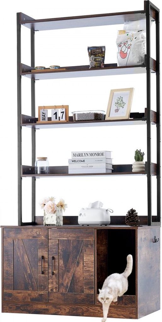 Katzenschrank mit Katzentoilette - 4-stufiges Regal 850x490x1836mm - Katzenhaus - stabil und platzsparend - für Wohnräume - 68kg