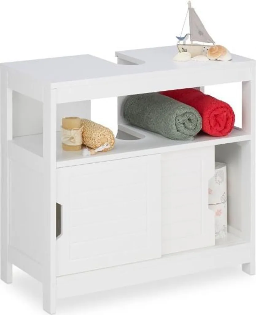 Meuble vasque blanc laqué résistant à l'humidité - Design épuré 80 cm