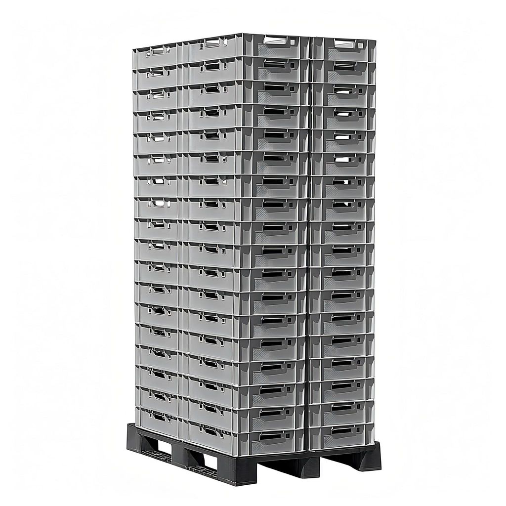 Palette E1- Kisten - 72 Stück - Grau