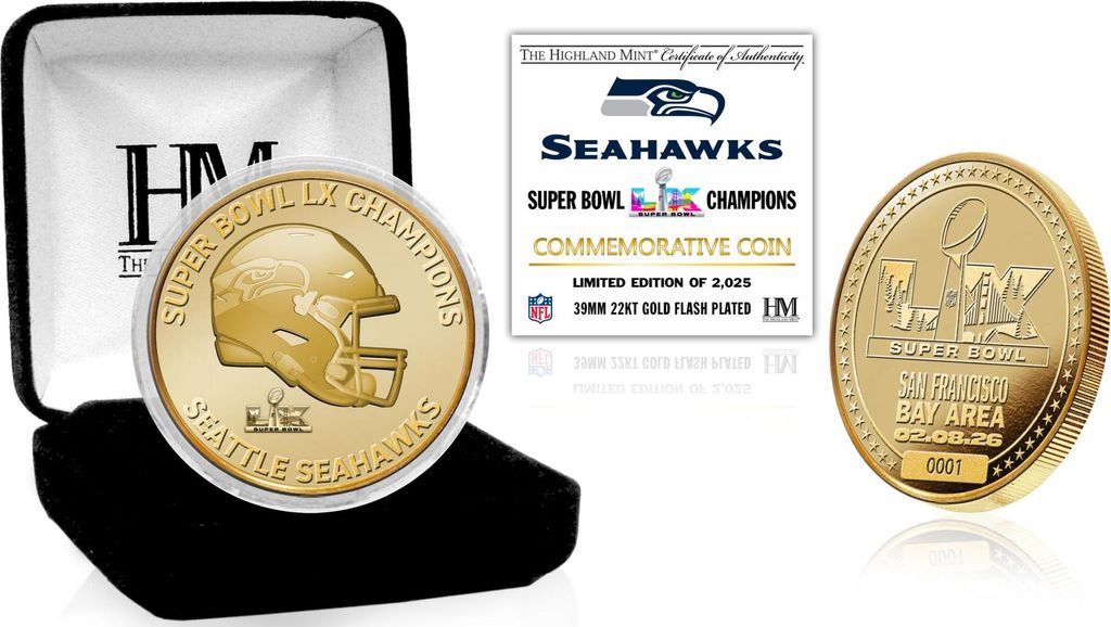 Seattle Seahawks Super Bowl XL Champions Coin Münze gold