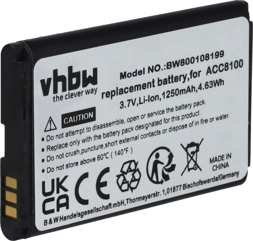 vhbw Akku kompatibel mit Philips Pocket Memo DPM8500, DPM8100, DPM6000, DPM7000, DPM8000 Diktiergerät (1250 mAh, 3,7 V, Li-Ion)