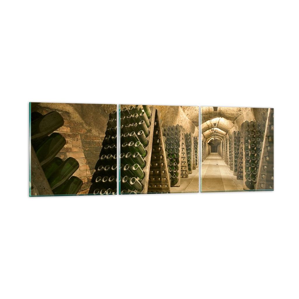 Bilder auf glas - Weinkeller Flaschen Keller - 120x40cm - Glasbilder - Wandbilder - Kunstdruck - zum Aufhängen bereit - Wanddekoration aus Glas - ...