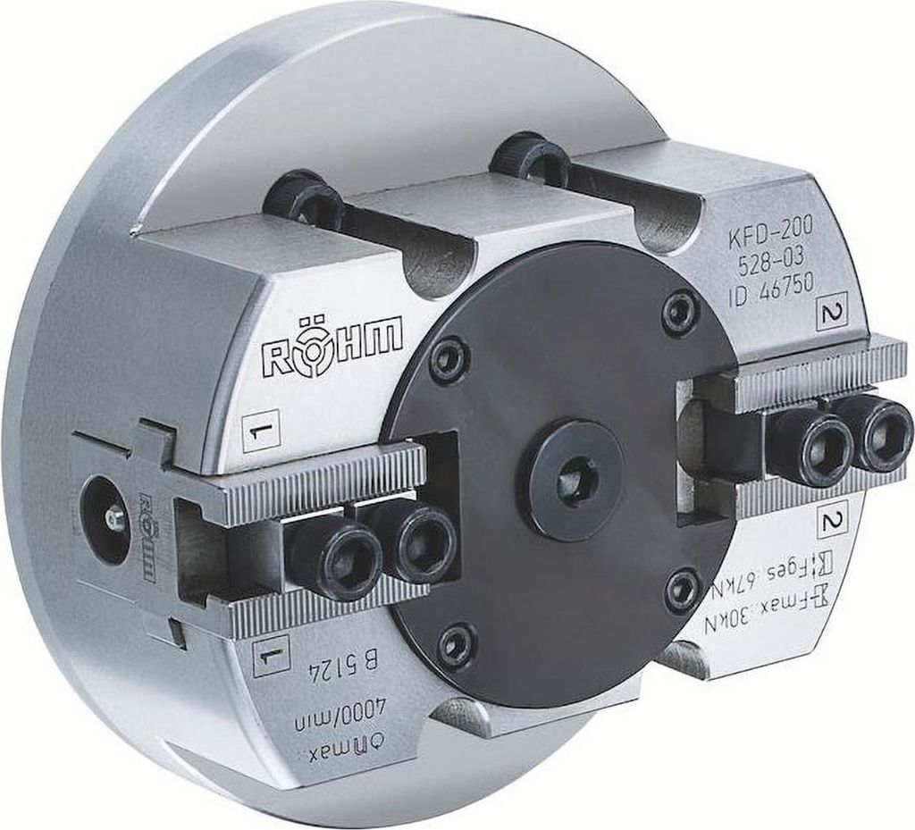 Röhm Kraftspannfutter KFD 200, 2-Backen, Gewichtserleichtert, Zylindrische Zentrieraufnahme - 046750