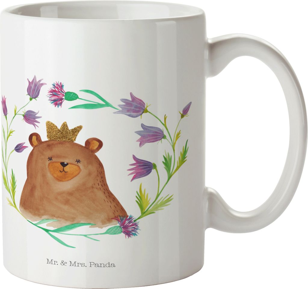 Mr. & Mrs. Panda Tasse Bär Königin - Weiß - Geschenk, Teetasse, Kaffeetasse, Kaffeebecher, Mutter, Lieblingsmensch, Mom, Mama, Trinkbecher, Mutt...