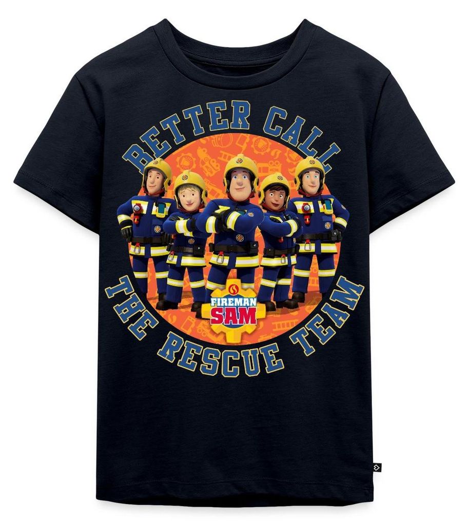 Spreadshirt Feuerwehrmann Sam Better Call The Rescue Team Kinder Premium T-Shirt, 122/128 (6 Jahre), Navy