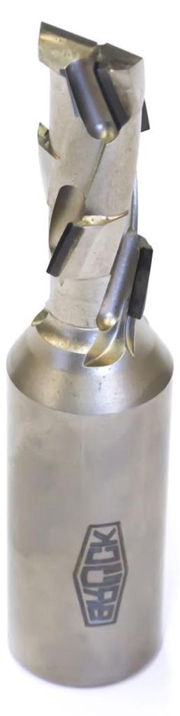 BRÜCK DP-Schaftfräser Z 1+1 -ECO- / links D=18 mm L1=108 mm L2=43 mm S=25x55mm ECO-Bestückung 2,5 mm - HW-Einbohrschneide | 135010L