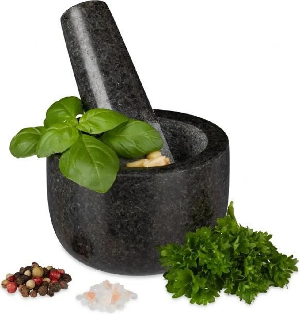 Mortaio in Pietra di Granito Grigio - Accessorio Cucina di Design