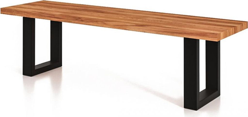 Sitzbank Leeds aus Kernbuche massiv 140x45x45 mit Metallfußgestell in Schwarz