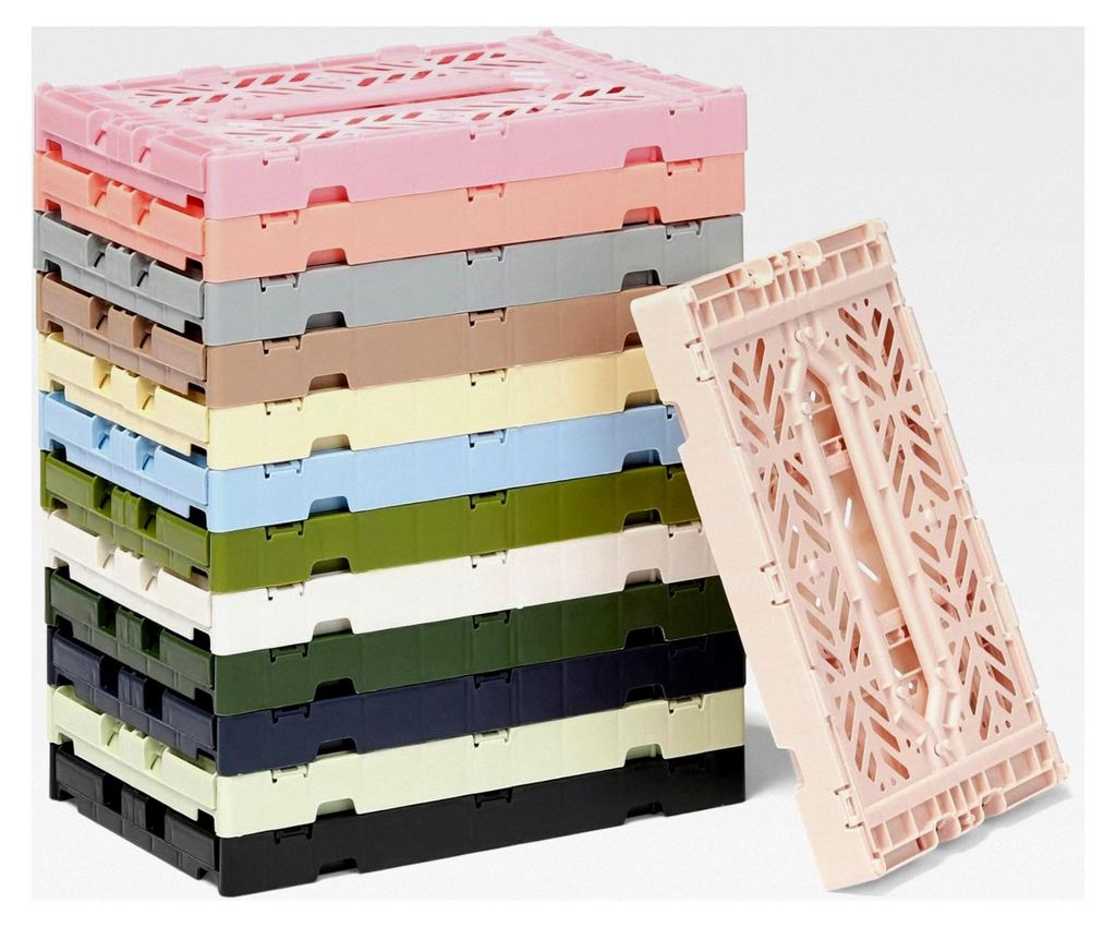 Ay-Kasa Klappkiste, stabile Faltkiste aus Kunststoff, stapelbar, Salmon, Mini (27x17x11cm)