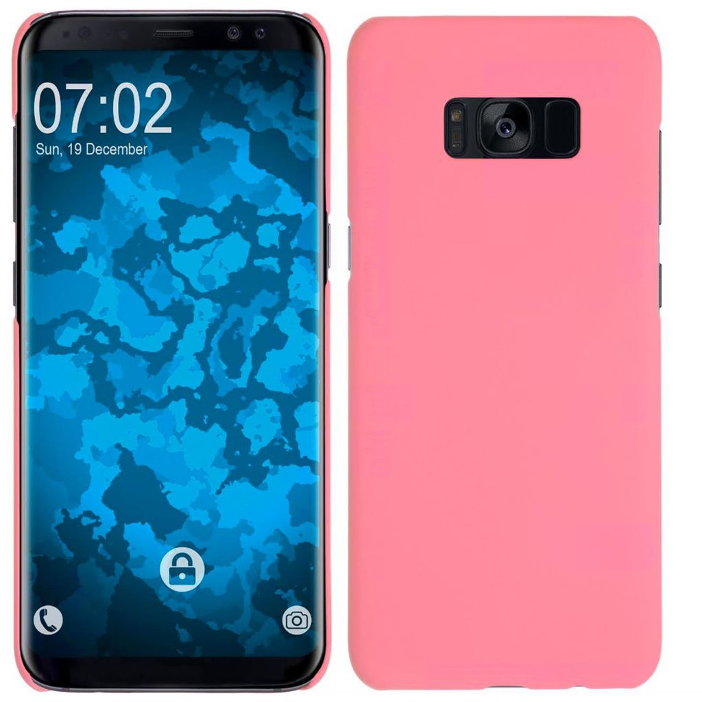 PhoneNatic Case kompatibel mit Samsung Galaxy S8 Plus - Hülle rosa gummiert Hard-case + flexible Folie