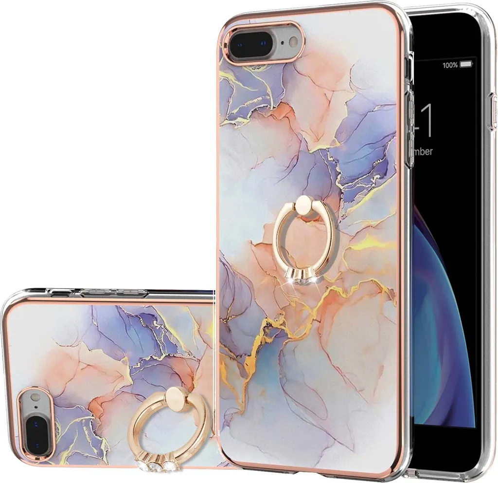 Custodia iPhone 8 Plus / 7 Plus Grigia con Anello - Protezione Silicone