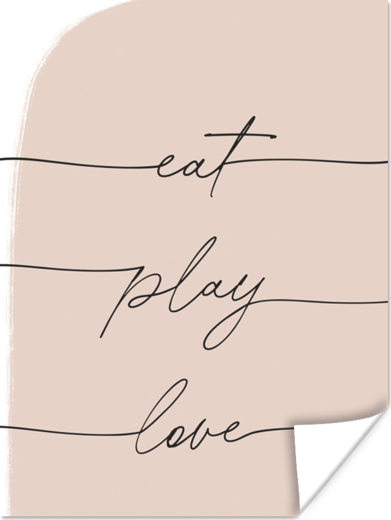 MuchoWow Poster Text - Zitate - Essen spielen Liebe - Essen 60x80 cm - Schlafzimmer Dekoration