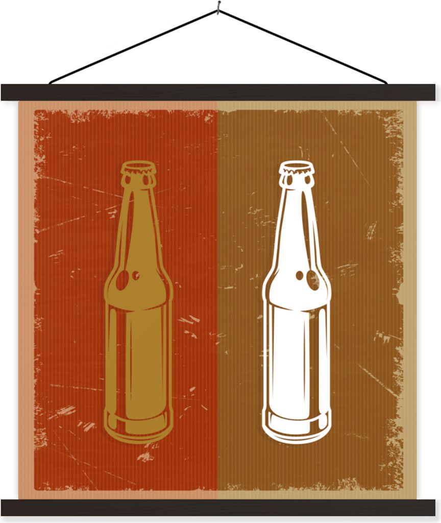 MuchoWow Textilposter Flasche - Vintage - Einfach 40x40 cm mit schwarzem Rahmen - Fotos