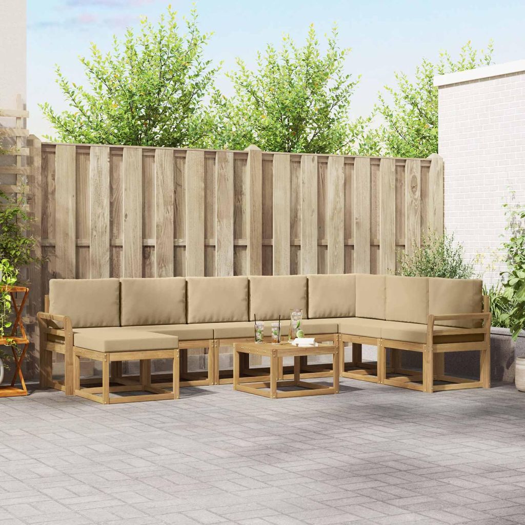 Möbel Outdoor-Sofagarnitur mit Kissen 9 pcs Weiß und BeigeGartensofas - Gartensofas c3239