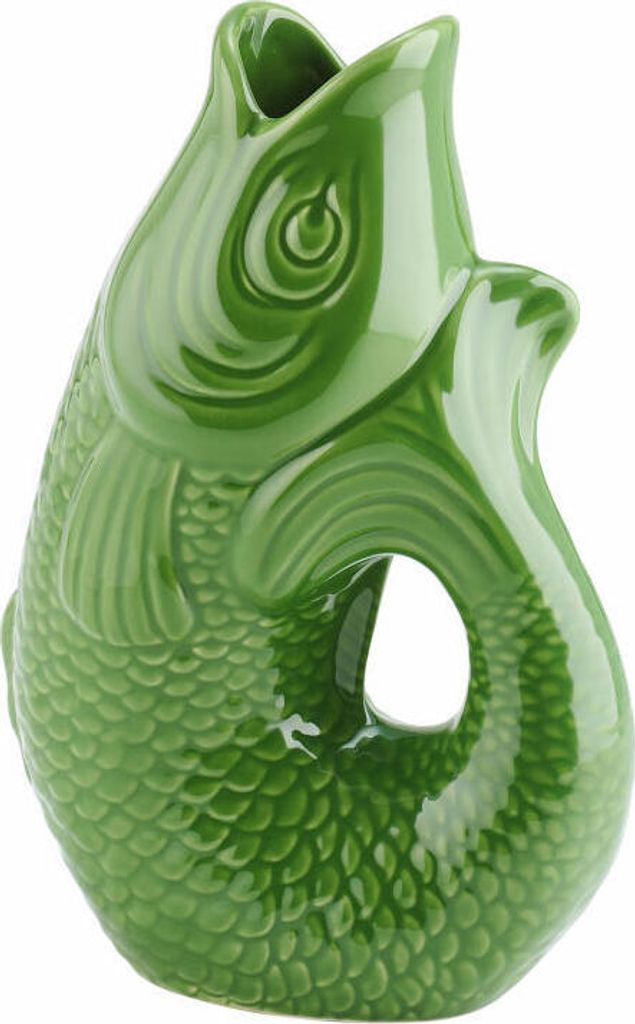 Gift Company Vase Monsieur Carafon S, Dekovase in Fisch-Form, Steingut, Green Bay, 25 cm, 1087403008