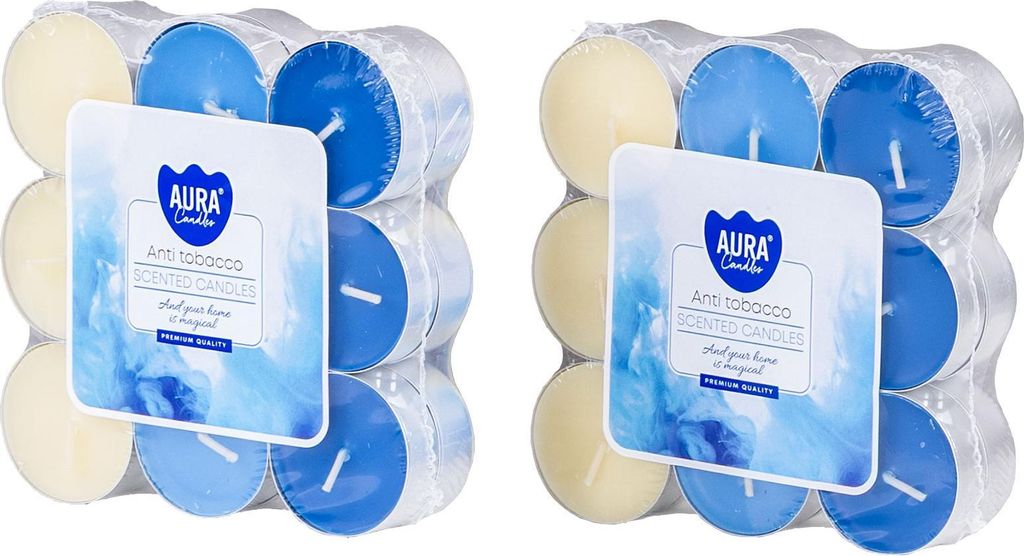 36 Kerzen Duft Teelichter 2x18 Stück Anti Tabak Duftkerzen Produktbild 