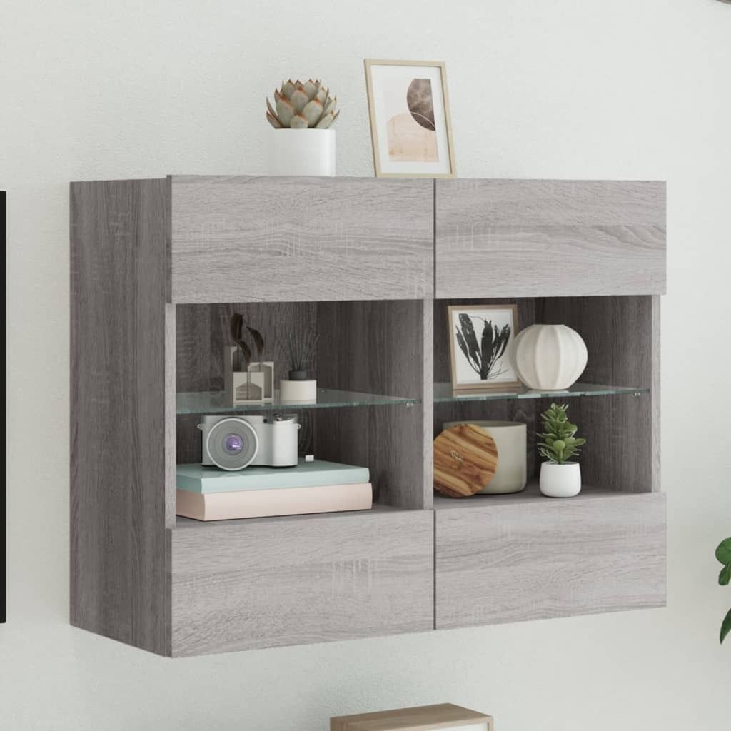 Maison Exclusive - TV-Wandschrank mit LED-Leuchten Grau Sonoma 78,5x30x60,5 cm