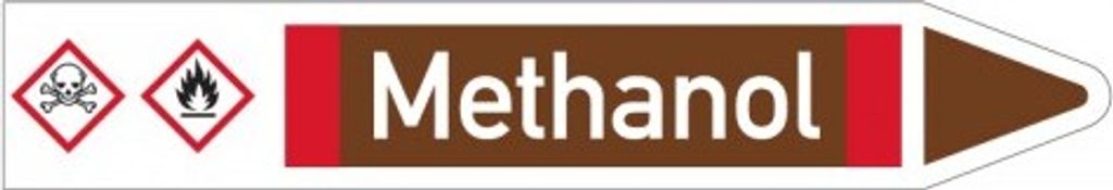 Dreifke Aufkleber I RKZ-Etikett Methanol, rechts, DIN, braun/weiß/rot, für Ø...