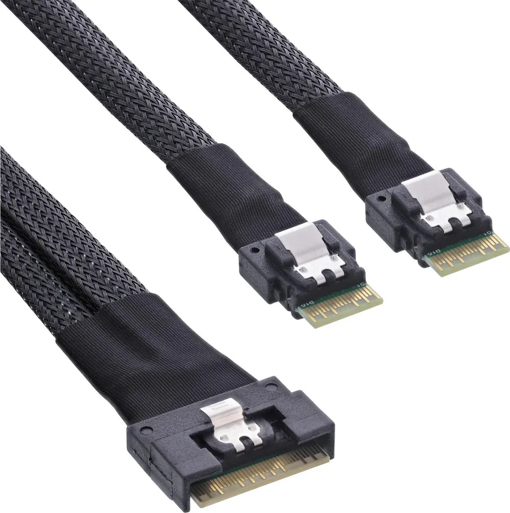 Cavo InLine Slim SAS SFF-8654 8i Splitter 2x 4i | 0,5m SAS 4.0
