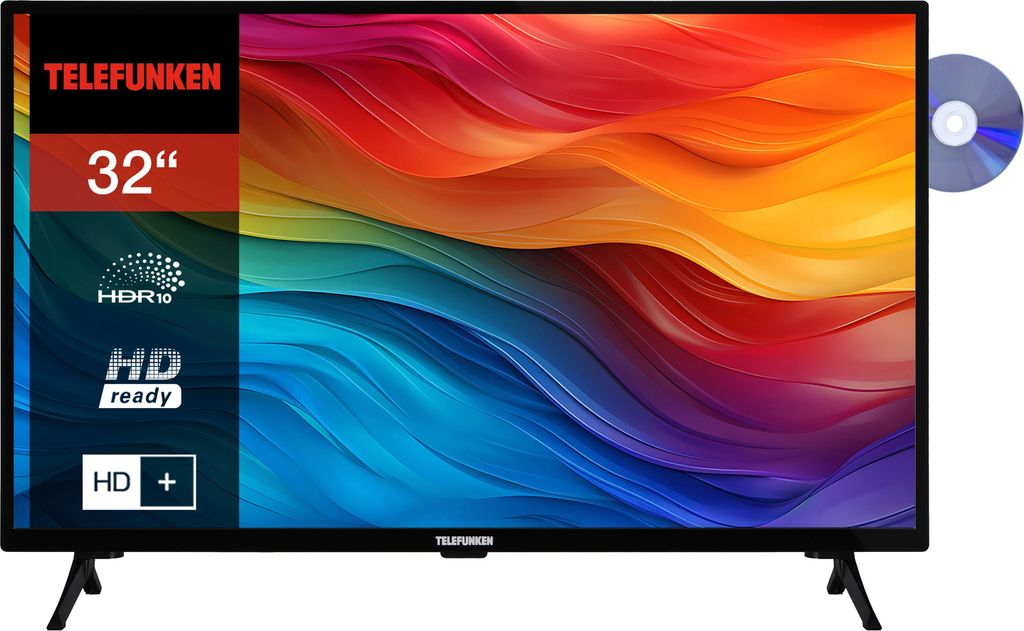 Telefunken XH32SO550SD Smart TV 32 Zoll Fernseher (HD Smart TV, HDR, Triple-Tuner, DVD-Player) inkl. 6 Monate HD+
