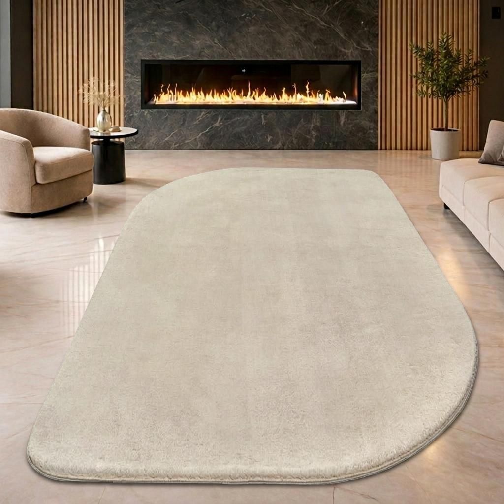 Design Teppich Shape in eleganter Freiform weich Beige Größe - 120 x 160 cm