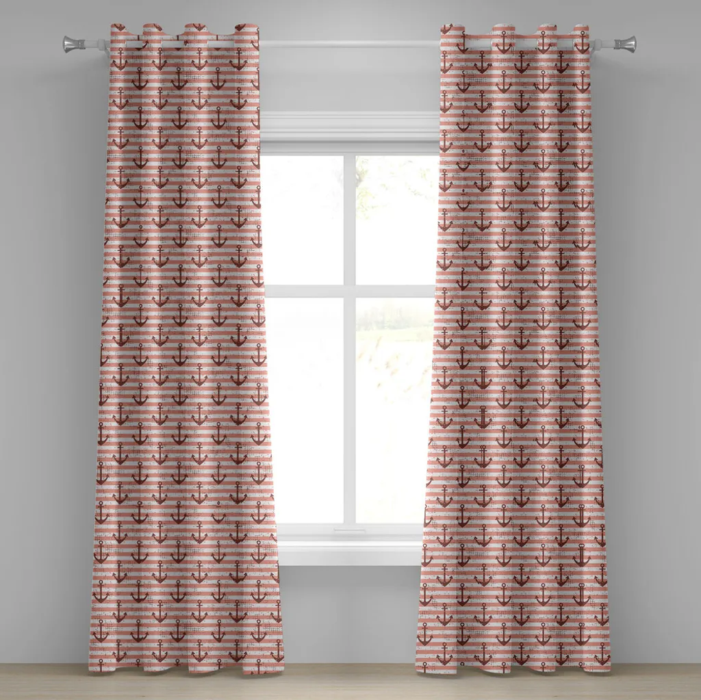 Tenda ABAKUHAUS Vintage Simboli Marini 280x245 cm Corallo Rosso