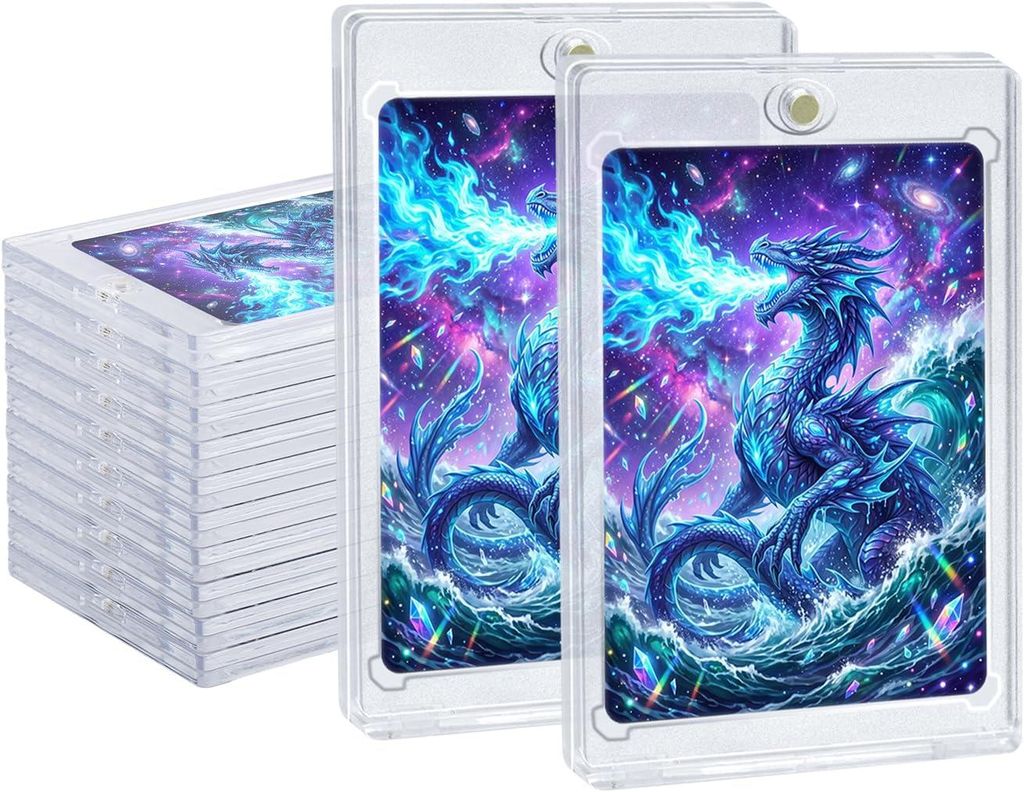 Wingearss Pack 10 35Pt Magnetic Card Halter UV Schutz transparente Rahmenhülsen Schutzfälle Pokemon, Magie, Yugioh, Sportsammlung