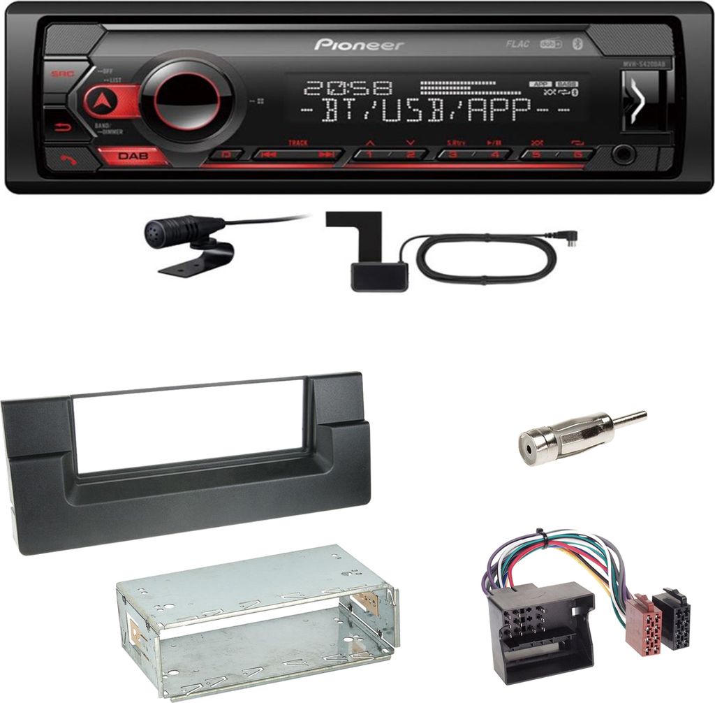 Pioneer MVH-S420DAB Bluetooth DAB+ USB MP3 Einbauset für BMW 5er E39 ab 10/2000