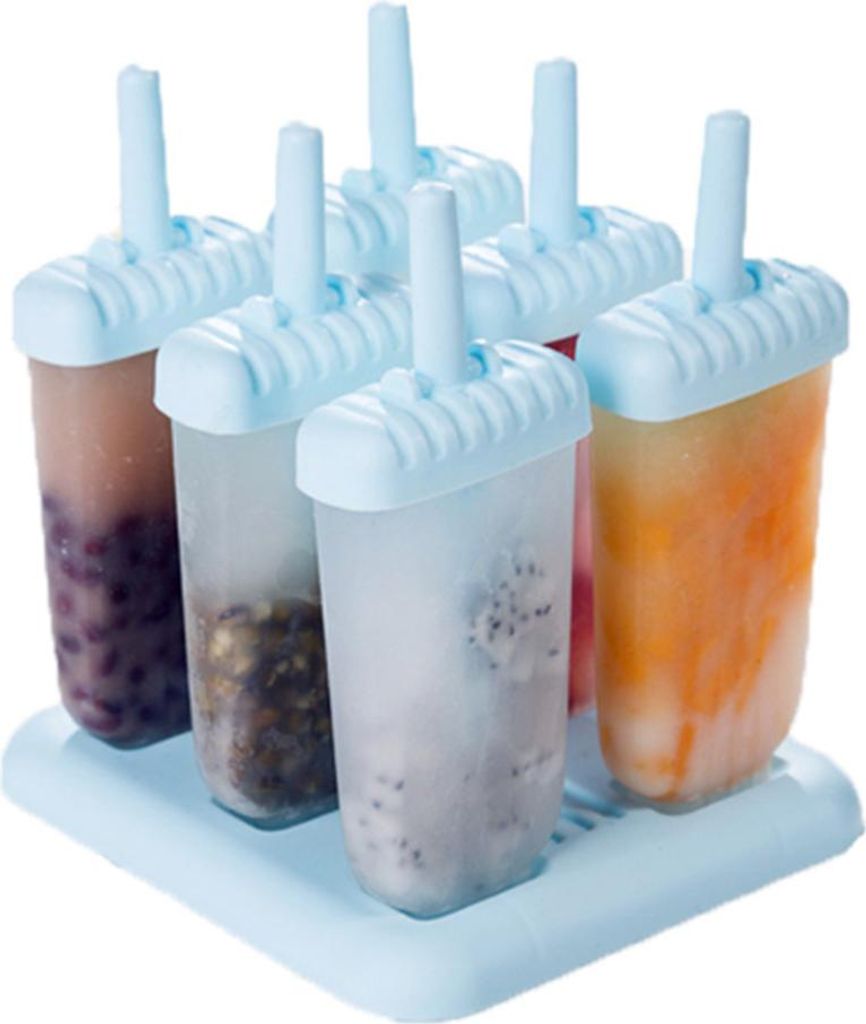 Wiederverwendbare Eisformen, Kmeivol 6er-Set Eisformen aus Silikon, Eis am Stiel Maker mit Stielen und Tropfschutz