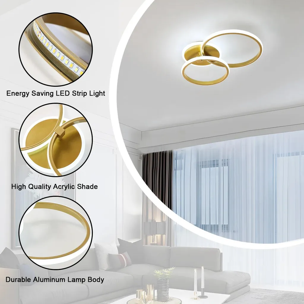 Plafonnier LED rond en saillie 220V blanc chaud pour un éclairage fixe