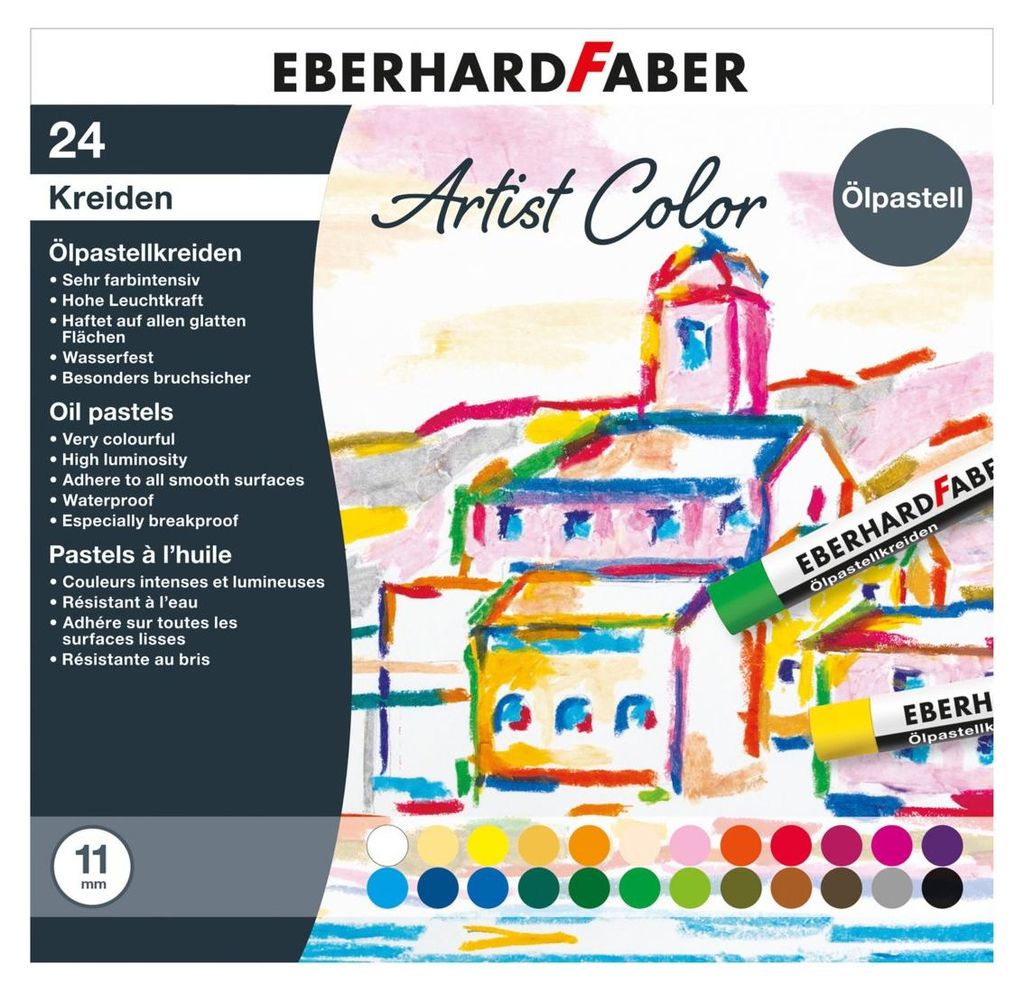 Eberhard Faber Artist Color Oil Pastel, 24 Stück(e), Mehrfarbig, Rund, 1,1 cm, Box