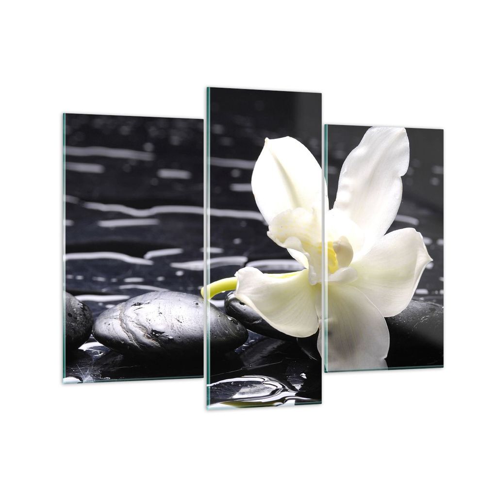 Bilder auf glas - Spa Orchidee Steine Wasser - 130x100cm - Glasbilder - Wandbilder - Kunstdruck - zum Aufhängen bereit - Wanddekoration aus Glas -...