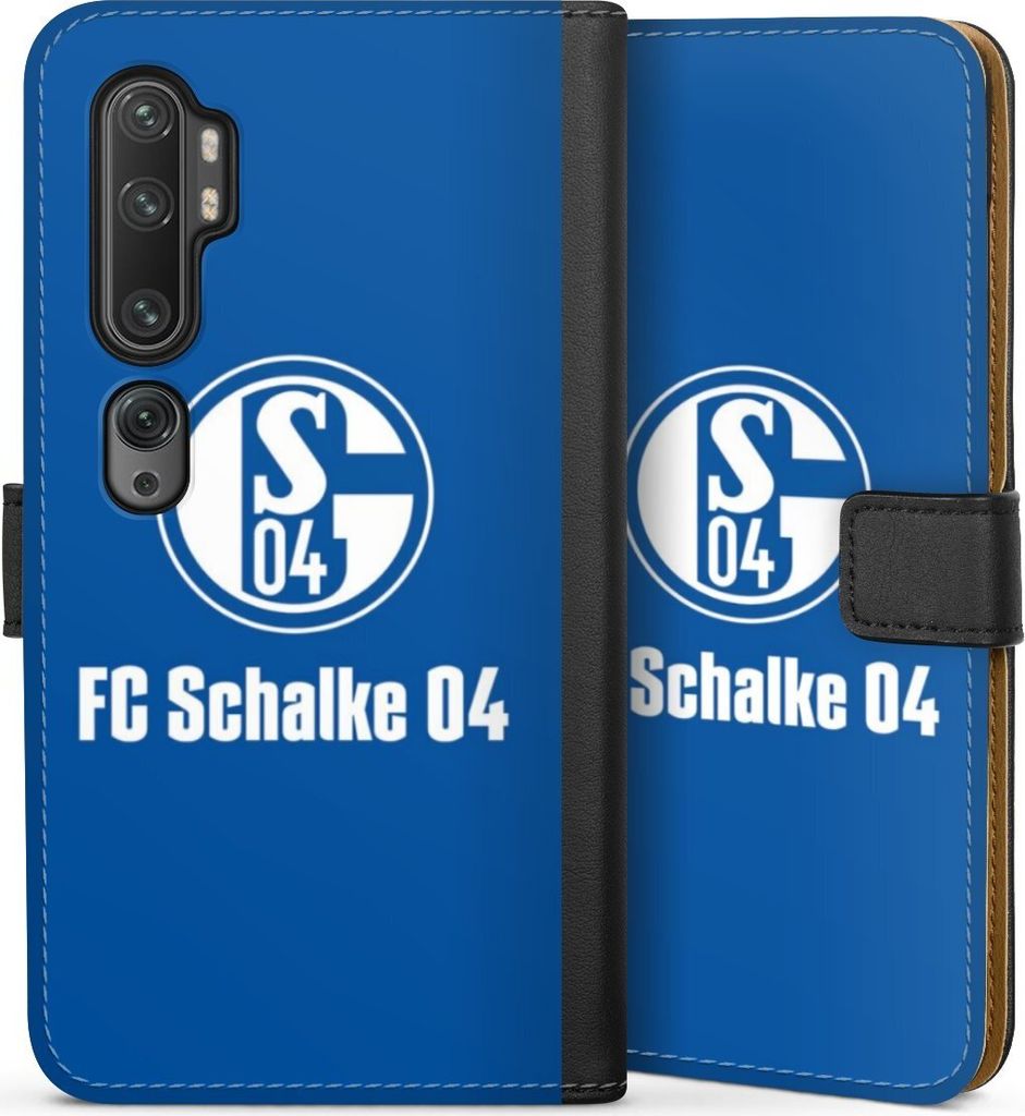DeinDesign Klapphülle für Xiaomi Mi Note 10 Pro Handytasche Lederhülle Tasche FC Schalke 04 Logo Offizielles Lizenzprodukt