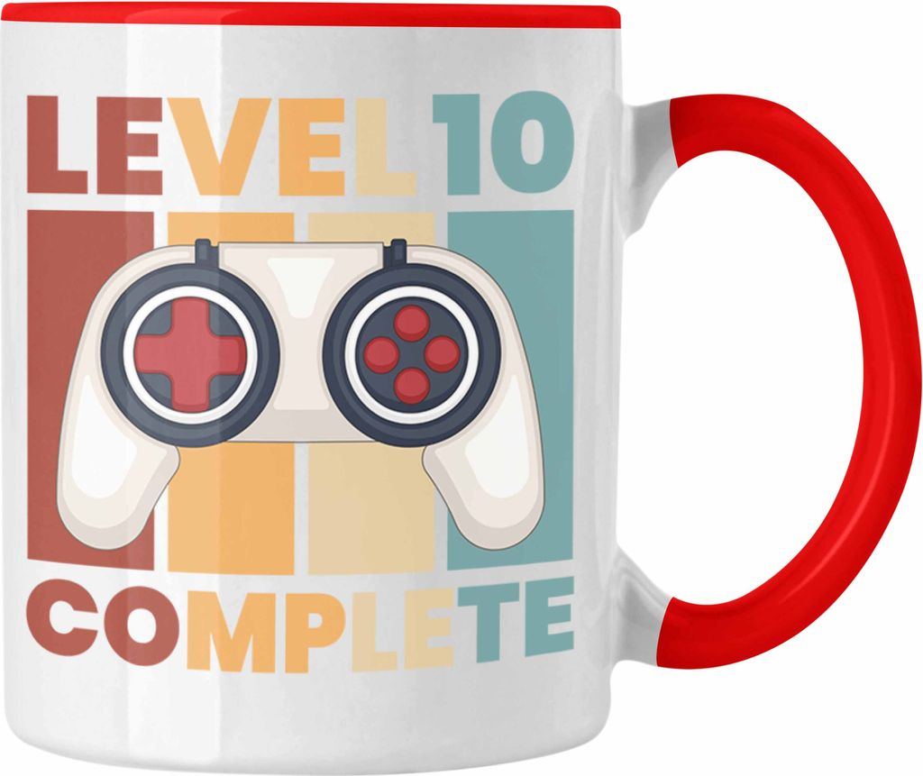 Trendation - 10. Geburtstag Tasse Geschenk Jungs Jungen Gamer Zocker 10 Jahre Alt Geburtstagsgeschenk Idee (Rot)
