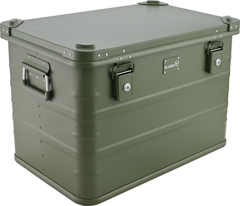ALUBOX 78 Liter in grün - Alubox mit Deckel, Transportbox, Alukiste - Angelkiste - Campingkiste - 78 Liter