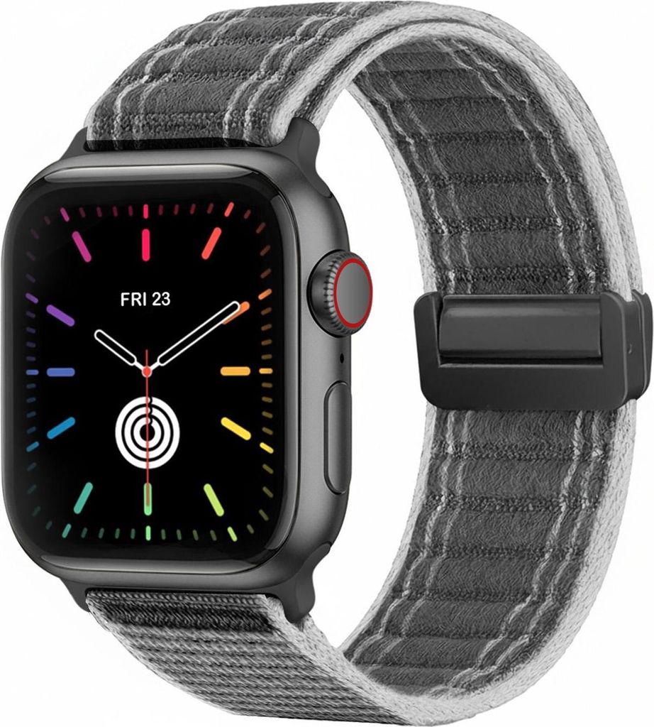 Smartwatch Armband für Apple Watch Series 7 41mm Nylon Textil Band Ersatzband Wechselband Magnetverschluss flexibel atmungsaktiv Grau