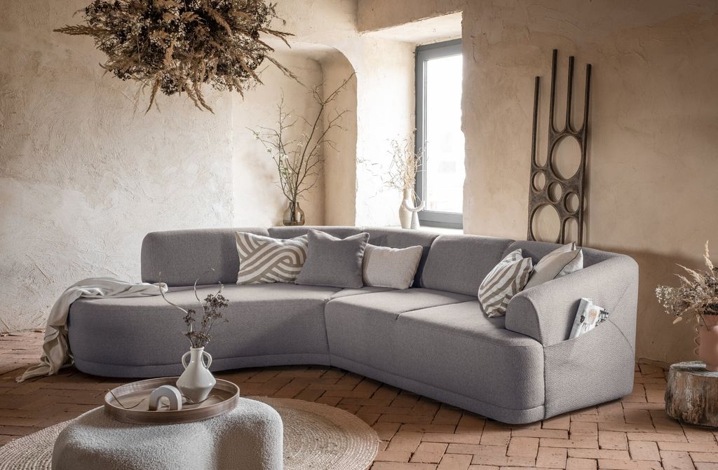 MIUFORM Bella Siena - Ecksofa L-FORM LINKS - 287x209cm - Warmgrau - 6-Sitzer Sofa Couch