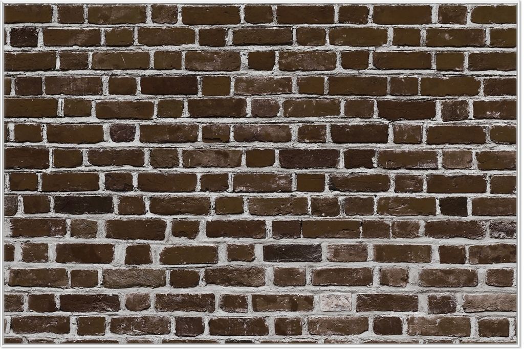 Wallario Wandbild Ziegelsteinwand in braun - Backsteine, Größe: 61 x 91,50 cm, Poster mit weißem Aluminiumrahmen