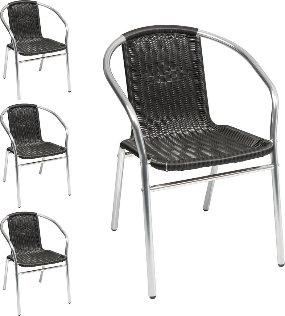 4 Stück Stapelstuhl Aluminuim / Polyrattan Bistrostuhl