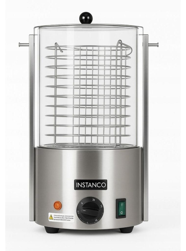 Instanco I-PAR.0 Hot-Dog-Würstchenwärmer 0,7 kW, Edelstahl, Hartglas, Temperatur bis 95 °C, 230 V