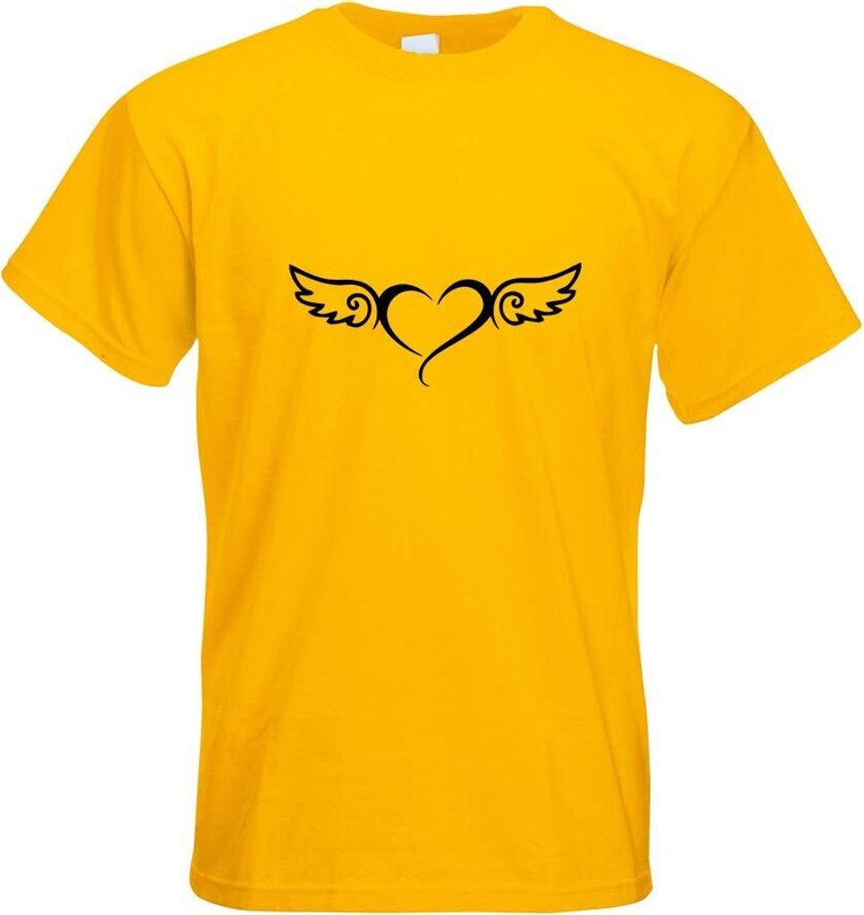 Kiwistar - T-Shirt - gelb - Geflügeltes Herz Motiv Bedruckt Funshirt Design Print - mit Motiv Bedruckt - Funshirt Design - Sport - Freizeit - Herr...