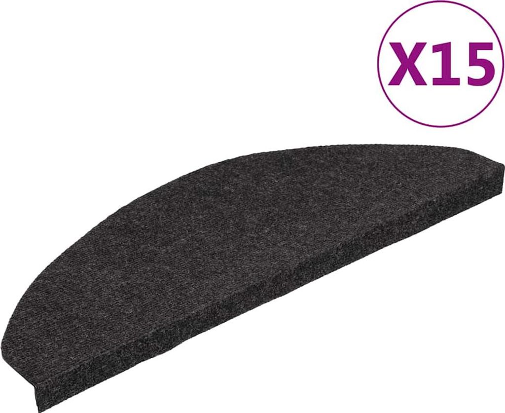 vidaXL Stufenmatten Selbstklebend 15 Stk. 65x22,5x3,5 cm Schwarz